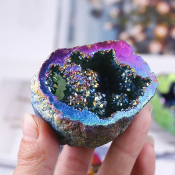Debelo zdravilnimi kristali naravni kremen cornucopia agate geode Galvanizacijo barvo kristalno jama za dekoracijo doma