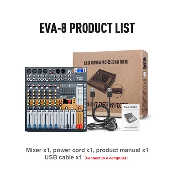 Debra Zvok Čist zvok!Pro EVA-8 8Channels Zvočni Mešalnik dj consoler z 48V Fantomsko Napajanje USB Bluetooth za Snemanje Fazi
