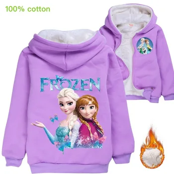 Disney otroška Jopico Zadrgo Debel Suknjič Dekleta Zamrznjene Elsa Tiskanja Hoodie Fantje Priljubljena Risanka Zimski Plašč