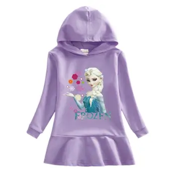 Disney Risanke Tiskanja Dekle, Fant Bombaž Hoodie Obleko z Naguban Hemline Dolgimi Rokavi Dojenček Otrok Majica Oblačila