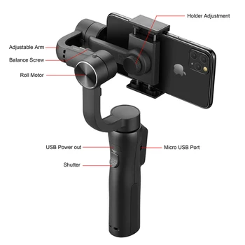 EKEN S5B 3 Osi Ročni gimbal stabilizator mobilni telefon Video Snemanje Pametni Gimbal Za telefon delovanje Fotoaparata VS H4