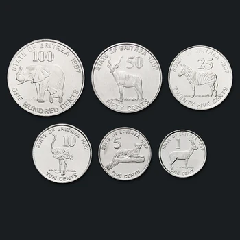 Eritreja 1991 Celoten Set 6 Kosov Kovancev Novo Izvirno Kovanec Je Unc Realno Afriki Izdaje Kovancev