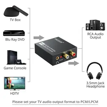 ESYNiC 192kHz DAC Audio Converter Digitalno Analogni Pretvornik Koaksialni Toslink v Analogni Stereo L/R RCA 3.5 mm Audio Jack Adapter