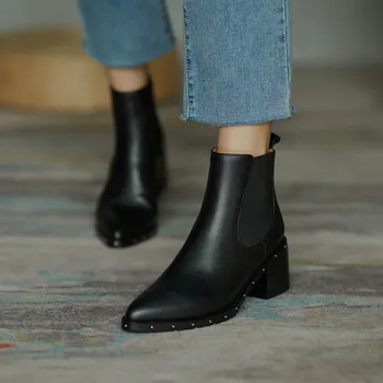 FEDONAS Pozimi Najnovejši Ženske Škornji Moda Kakovosti Pravega Usnja Čevlji Ženska 2020 Nove Kovinske Sponke Stranka Črpalke Ženske