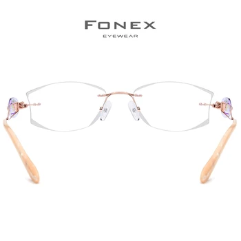 FONEX Žice Titana Rimless Očala Ženske Ultralahkih Luksuzni Diamond Trim Recept Optična Očala Okvir Očal 973