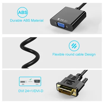 FSU DVI-D DVI Na VGA Adapter Video Kabel Pretvornik 24+1 25Pin DVI-D VGA 15Pin Aktivno 1080P Za PC Monitor LCD Zaslon Kartico
