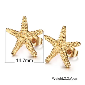 FXM CHX54 prihoda modni nakit za ženske, darilo za rojstni dan zlato kovinsko barvo Enostavno titana jekla 15 mm zvezda oblike uhan