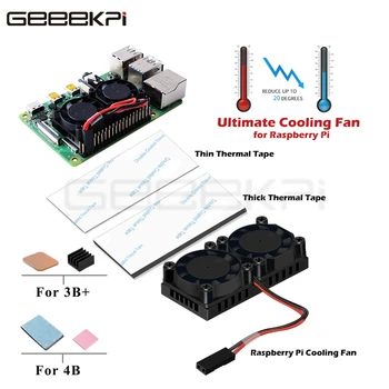 GeeekPi Original Dual Fan Neobvezno Različico! Heatsink Hladilnik z Dvojno Hlajenje Ventilatorji Za Raspberry Pi 4 Model B / 3 B Plus / 3 B