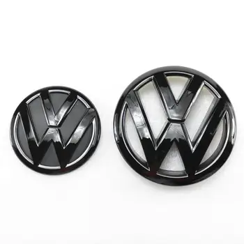 Gloss Black 145mm Spredaj Žar Avto Logotip + 110mm Zadaj Prtljažnik, Pokrov Značko Zamenjava Simbol za VW Volkswagen Tiguan 2009-