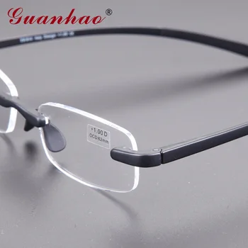 Guanhao Mehko Ultralahkih TR90 Okvir Rimless Obravnavi Očala Moški Ženske Očala Bralec Očala Primeru 1.0 1.5 2.0