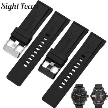 Gume, Silikona Moških Watchbands za Panerai Diesel DZMC0001 Watch Pribor 26 mm Black jermenčki Pasu Masculino Zapestnica Moški
