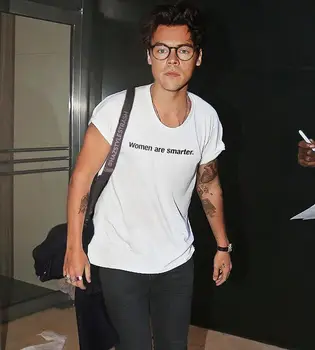 Harry Styles Majica s kratkimi rokavi Ženske harajuku 2020 Poletje ženske so pametnejše Natisnjeni T-shirt Kratek Rokav Bela tshirt za Lady Priložnostne Vrhovi