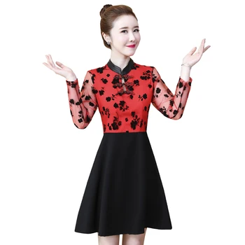 HAYBLST blagovne Znamke Obleka Ženske 2020 Novo Pomlad Plus Velikost 4XL Elegantno Vestidos Dolg Rokav Svoboden korejski Stysle Očesa Mozaik Oblačila
