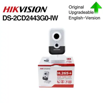 Hikvision Original DS-2CD2443G0-IW Wi-Fi, Kamera za Video Nadzor, 4MP IR 10M Omejeno Kocka Brezžična IP Kamera Two-way Audio H. 265+
