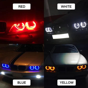 Hippcron LED Marker Angel Eyes 1 Set(2 Kosa) 12V 5W Bela/Modra/Rdeča/Rumena Čip za E39 E53 E60 E61 E63 E64 E65