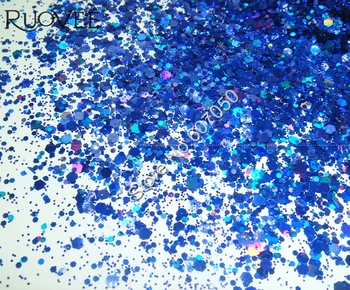 Holografski Laser Bleščice Mešani Kraljevsko Modra Barva Parcelo Paillette Spangle v Prahu Obliko za Nail Art Bleščice Obrti Dekoracijo