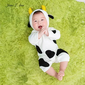 Jane Z Ann Baby 3-6 mesec krava kostum živali obleke klobuk+romper studio za fotografiranje oblačila Leto Ox nov izdelek