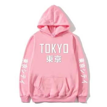 Japonski Tokyo City Mens Hoodies Majica 2020 Svoboden Moški Ženske Harajuku Puloverju s Kapuco Hip Hop Outwear moška Majica