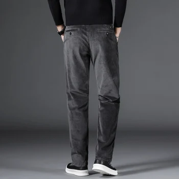 Jesen/zima moške velvet hlače za Moške business casual svoboden ravne noge hlače Črne, temno sivo rjave velikosti 28-42