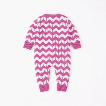 Jeseni Malčke Baby Dekleta Z Dolgimi Rokavi Pletene Geometrijske Tiskanja Igralne Obleke Pulover Otroci Fantje Jumpsuit Nova