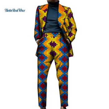 Jopič bo Ustrezala Afriške Mens Oblačila Aplicirano Vrhu in Hlače Določa Afriške Tiskanja 2 Kos Hlače Določa Afriki Oblačila za Moške WYN1270