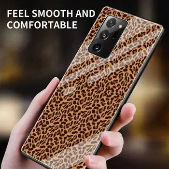 Kaljeno Steklo Primeru Telefon Za Samsung Galaxy Note 20 Ultra 5G 8 9 10 Plus 10 Lite Hrbtni Pokrovček Coque Fundas Moda Leopard, Tiskanje
