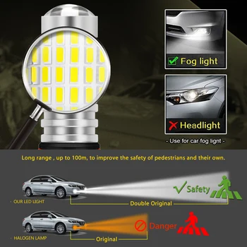 Katur 2x Auto H11 LED Luči za Meglo H8 H10 H16 9005 9006 PSX24W DRL lučka za Mercedes W211 W203 W204 W210 Honda civic, accord crv fit