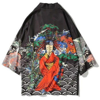 Kimono Haori Literarni Yukata Moških Japonski Slog Obleke Kopalni Plašč Priložnostne Jopico Moški Plus Velikost Tradicionalno Ogrinjalo Svoboden Outwear Vrhovi
