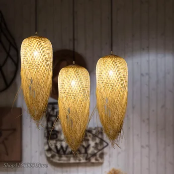 Kitajski Bambus Obesek Luči nordijska Modela kuhinja Viseče Svetilke za Dom Dekor Svetilka Japonski Mansarda LED Prekinitev Napeljave