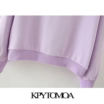 KPYTOMOA Ženske 2020 Moda Svoboden Osnovne Trdna Sweatshirts Vintage O Vratu Dolg Rokav Ženski Puloverji Elegantna Vrhovi