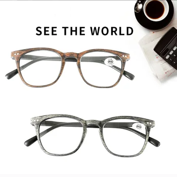 Kvadratni Imitacija Lesa Obravnavi Očala Za Ženske&Moških Jasno Objektiv Presbyopia Očala Daljnovidnost Očala+1.0+1.5+2.0...+4.0