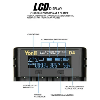 LCD Zaslon USB Polnilec za Baterije 18650 Black 4 Reže 110V AC 220V Dvojno za 18650 Polnjenje 3,7 V Polnilna Litijeva Baterija