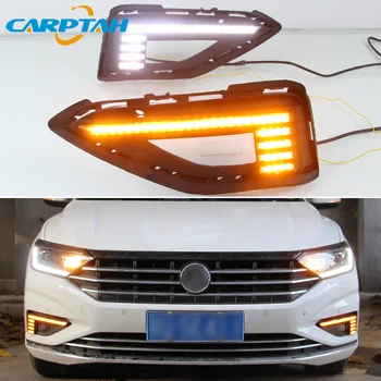 LED Dnevnih Luči Za Volkswagen Jetta 2019 Nepremočljiva 12V Rumena Obrnite Signalna Lučka Odbijač LED DRL