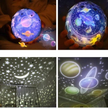 Led Nočna Lučka Otrok Svetilko, Baterijski Pogon Zvezdnato Nebo Magic Star Luna Planet Projektor Lučka Vesolja Vesolje Postelji Svetilko