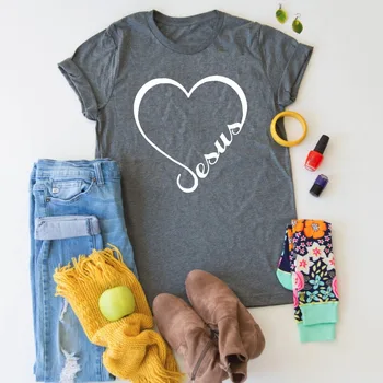 Ljubezen Jezusa t-shirt srce grafika bombaž priložnostne Christian verjamejo, unisex majica fashion estetske ženske tumblr tees ponudbo darilo vrh