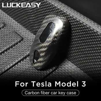 LUCKEASY Varstvo Tipko primeru za Tesla Model 3 Ogljikovih vlaken avto ključ primeru