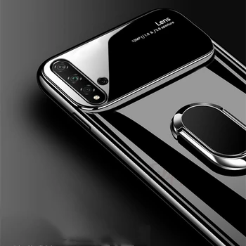Luksuzni Ogledalo Slim Case Za Huawei Nova 5T Primeru Prst Prstan Imetnik Anti-knock Težko PC & Steklo Telefon Kritje Za Nova 5T