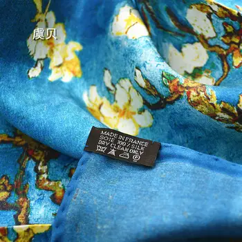 Luksuzni peacock blue naravne svile šal natisnjeni cvet za ženske, realno svile visoke kakovosti srednje kvadratni zaviti šal lady darilo