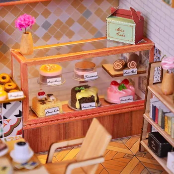 Lutka Hiša Pohištvo Diy Miniaturni 3D Lesene Miniaturas Lutke Igrače za Otroke Rojstni dan Darila 2020