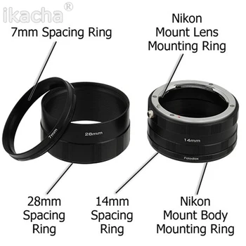 Makro Razširitev Cev Objektiva Adapter Ring za Nikon AI D90 D600 D800 D3000 D3100 D5000 D5200 Fotoaparat D7000