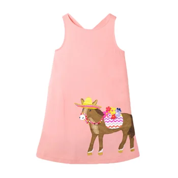 Malo maven 2020 novo poletje dojencek dekliška oblačila blagovne znamke obleko otroci bombaž živali aplicirano brez rokavov sundresses