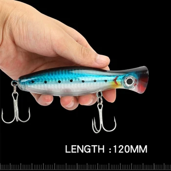 Mavllos Popper Fishing Lure 43 g 120 mm Visoko vsebnostjo Ogljika Visoki toni Trnkov 3D Simulacija Oči Plava Wobbler Umetne Vabe Vaba