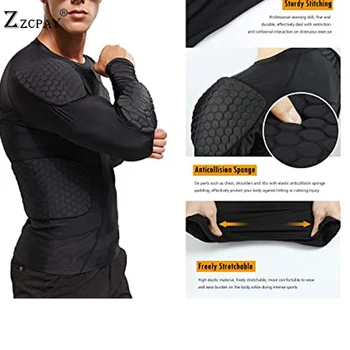 Men ' s Long Sleeve Majica Compression Majica Rebra prsnega Koša Zaščitnik Košarka Nogomet Zaščitna Oprema Žogo Usposabljanje Obrabe