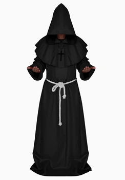 Menih Kapuco Obleke Plašč Cape Patra Srednjeveški Renaissance Duhovnik Moških Haljo Oblačila Halloween Comic Con Stranka, Cosplay Kostum
