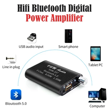 Mini Bluetooth 5.0 2.0 Hi-fi Kanalni Digitalni Ojačevalnik Stereo Dom Avdio Ojačevalnik, 100W AUX/USB Vhod Levo+Desno Kanalov Izhod