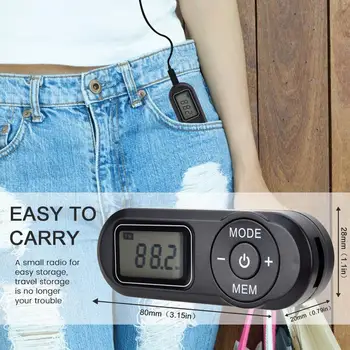 Mini Digitalni FM Radio s 3,5 mm Slušalke Jack za Slušalke Vrvica za opaljivanje tega Prenosni Digitalni FM Radio za Starejše Šport na Prostem, Vnesite Glasba