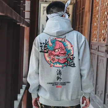 Moda Za Moške Kul Moških Hip Hop Hoodies Japonski Priložnostne Sweatshirts Ulične Moški Ženske Ohlapen Pulover Harajuku Hudič Moški Pulover S Kapuco