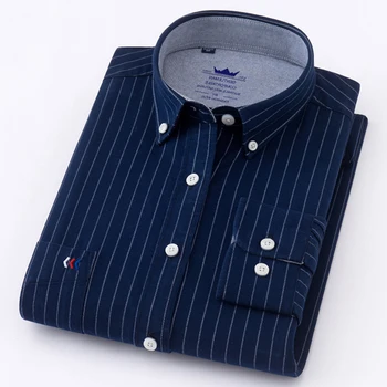 Moška Oxford Bombaž Moda Trak Priložnostne Majice z Dolgimi Rokavi Retro Slogu Visoko Kakovost Načrta za Moške Obleko Srajce Bluzo