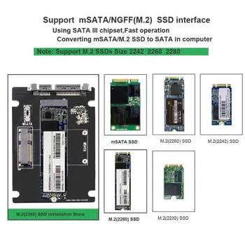 MSATA NGFF M2, na SATA Adapter Pretvornik mSATA/NGFF SSD 2,5 inch SATA adaptator Adapter za Podporo mSATA SSD+M. 2 NGFF SSD