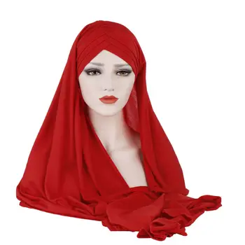 Muslimanski Instand Šal Hidžab Headscarf Križ Vratu Šal Hidžab Enem Kosu Hijabs Hooded Kapa Šal Islamske Threadable Tančico